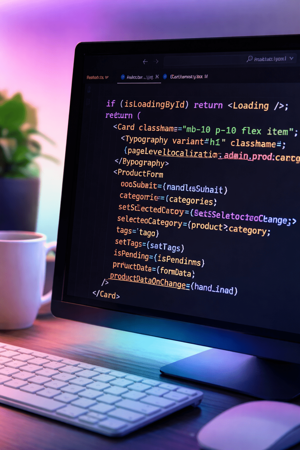 Fragment kodu strony internetowej na ekranie komputera – nowoczesne rozwiązania WordPress